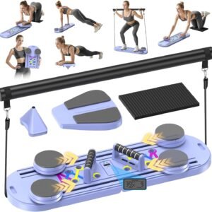 Pilates Board, Foldable Pilates Reformer Equipment with Timer, 7-in-1 Multi-Purpose Portable Pilates Reformer Machine Home Pilates Kit for Home Workout, Fitness, Exercise, Abs, Core Equipment